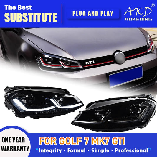 AKD Head Lamp for VW golf 7 MK7 LED 2013-2017 Headlight 7.5 GTI Headlights  DRL Turn Signal High Beam Angel Eye Projector Lens