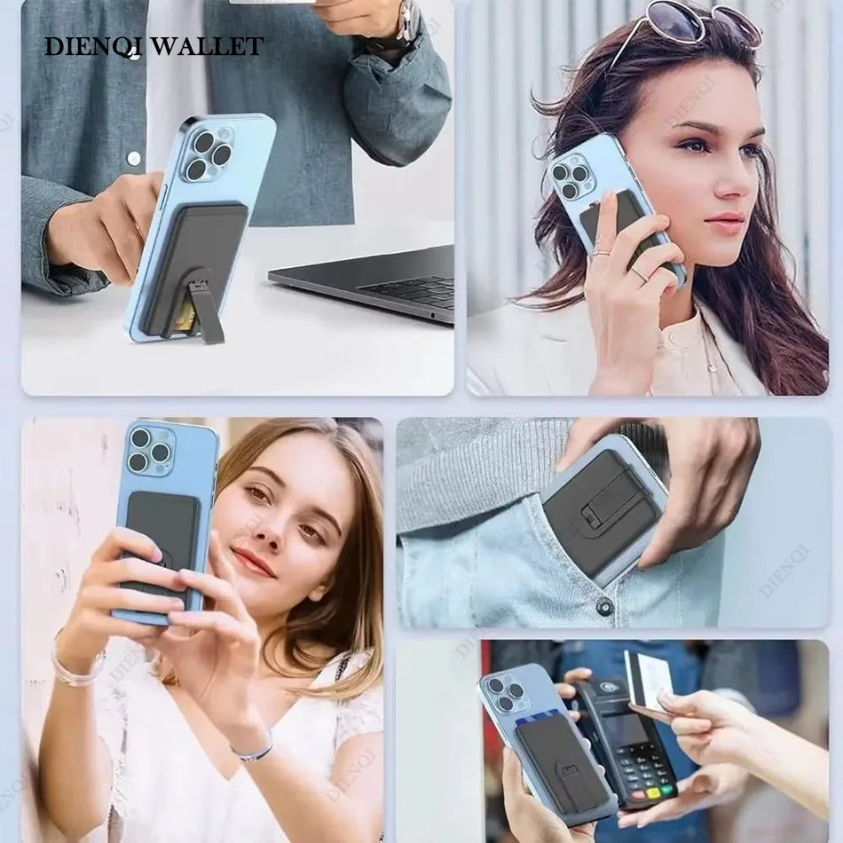 DIENQI Silicone Phone Card Holder Mobile Cell Phone Stand Credit Cardholder Fashion Adhesive Sticker Pocket for Iphone Samsung