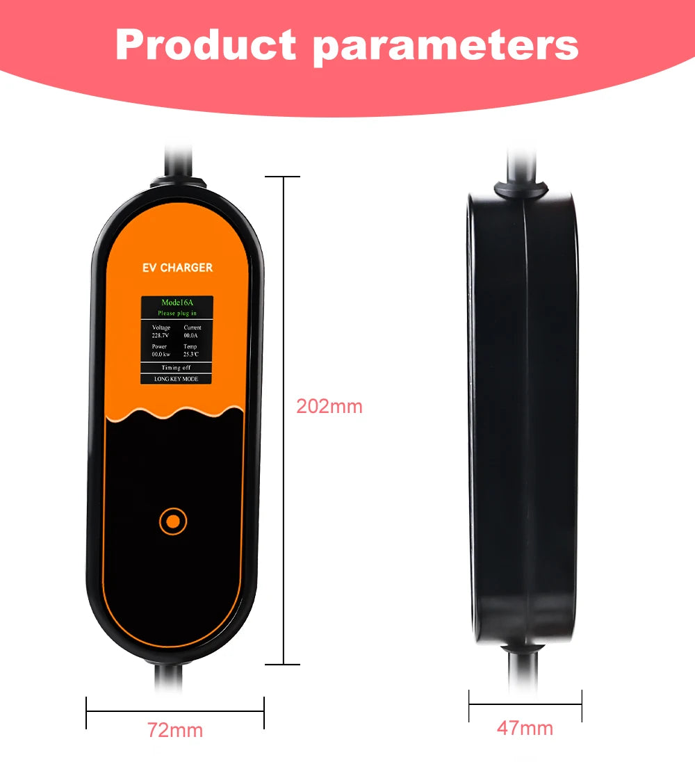 JDMEX 3.5W 16A Portable EV Charger GBT EVSE Charging Box Controller Wallbox for Electric Car Charging Current Adjustable