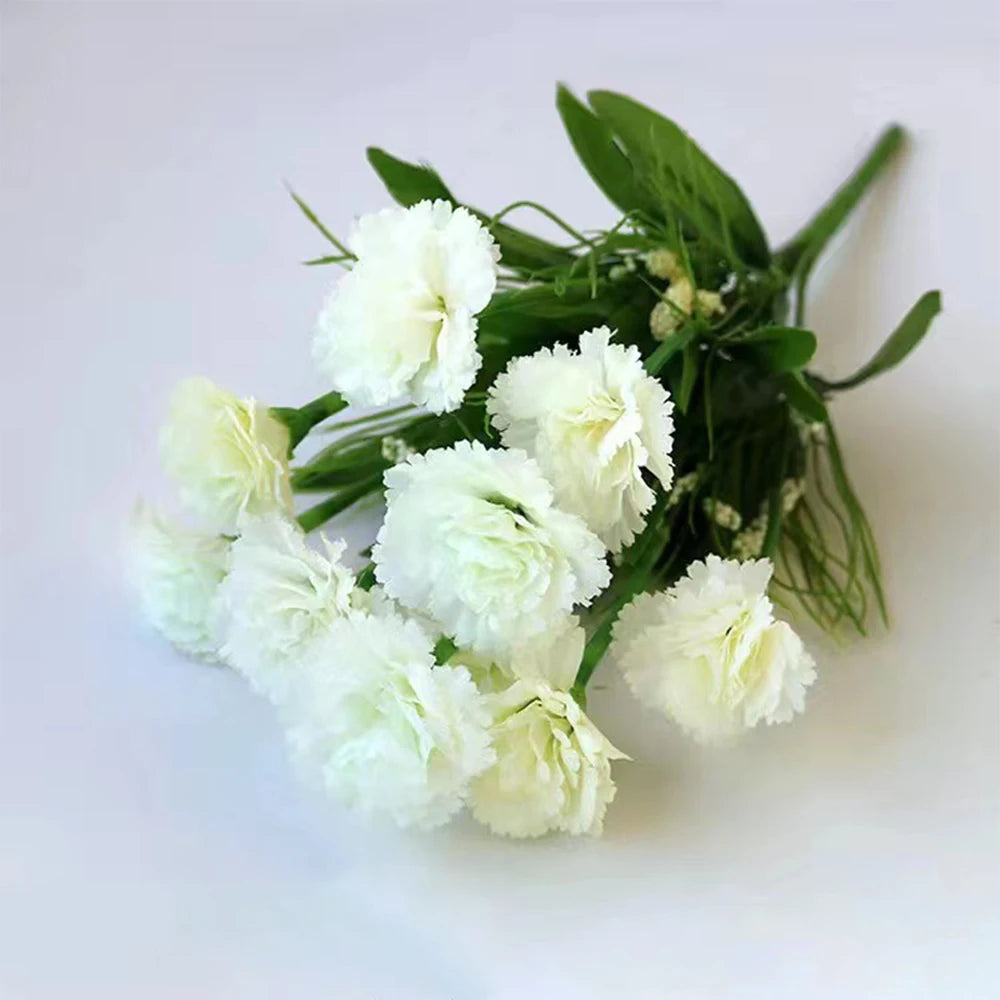 1 Bouquet Carnation Silk Artificial Flowers Fake Plants Party Garden  Wedding Decor Mother's Day Gift Home Room Decoration