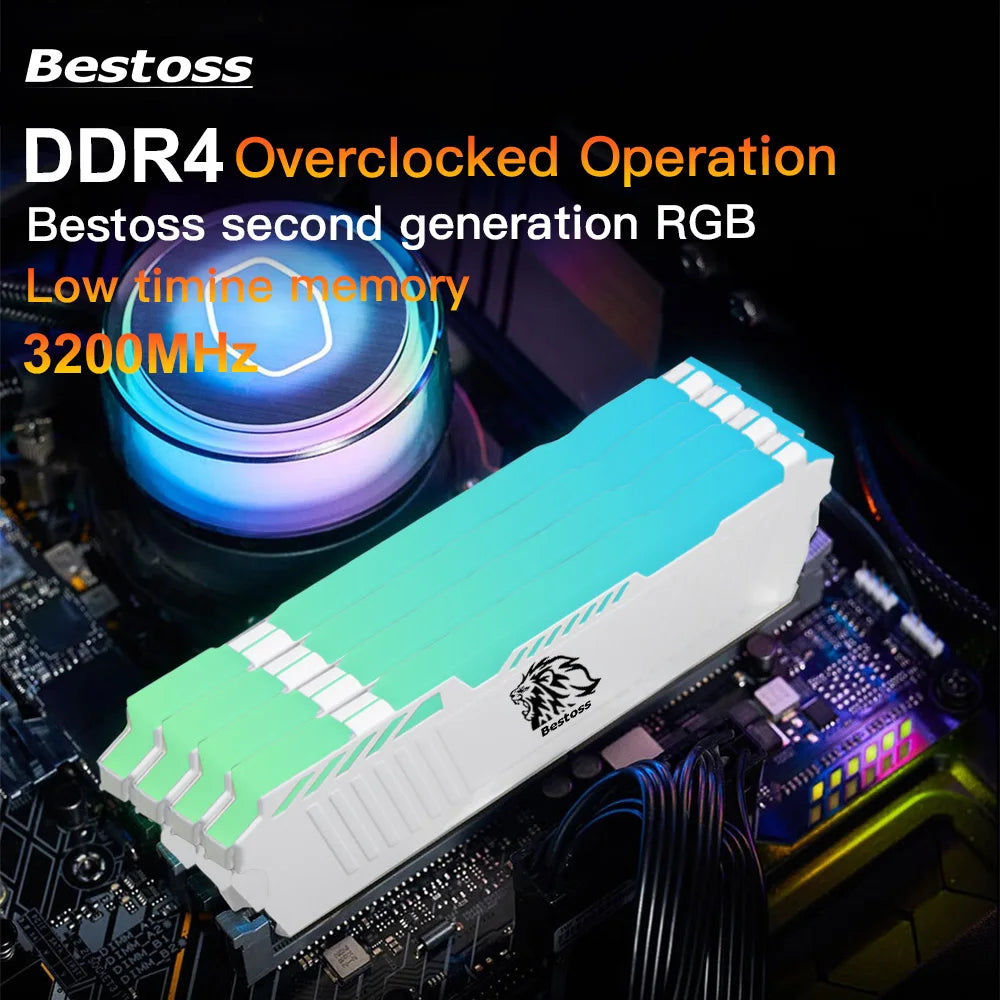 Bestoss Memoria RAM DDR4 RGB 8GB 16B 32GB 3200MHz DIMM RAM Desktop Memory Gaming High Performance
