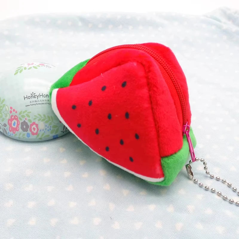 Cartoon Fruit Creative Plush Three-dimensional Coin Wallet Storage Bag School Bag Hanging Children's Holiday Gifts Cartoon Fruit