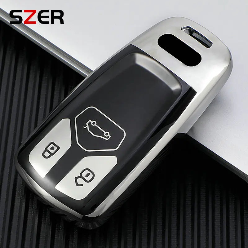 Leather TPU Car Key Case Cover For Audi A4 B9 A5 A6 8S 8W Q5 Q7 4M S4 S5 S7 TT TTS TFSI RS Protector Shell Fob Accessories