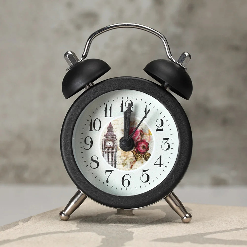 Creative Metal Material Small Alarm Clock Garden Small Fresh Desktop Mini Alarm Clock Kids Alarm Clock(Red)