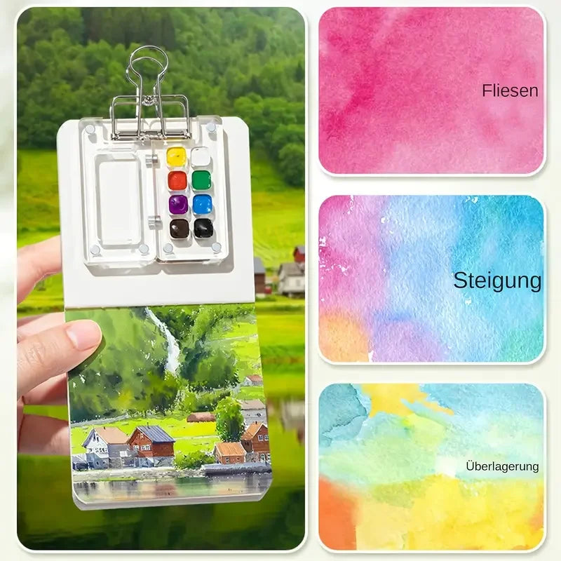 Mini Watercolor Paint Set - Portable Pocket Artist Travel Nano Art Painting Kit - 2025 New Plastic 8/15 Grid Box Miniature Color