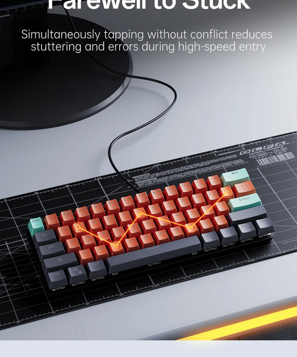 MUCAI 61 key mechanical keyboard red switch RGB backlight hot swappable compact and practical designed for gaming and typing