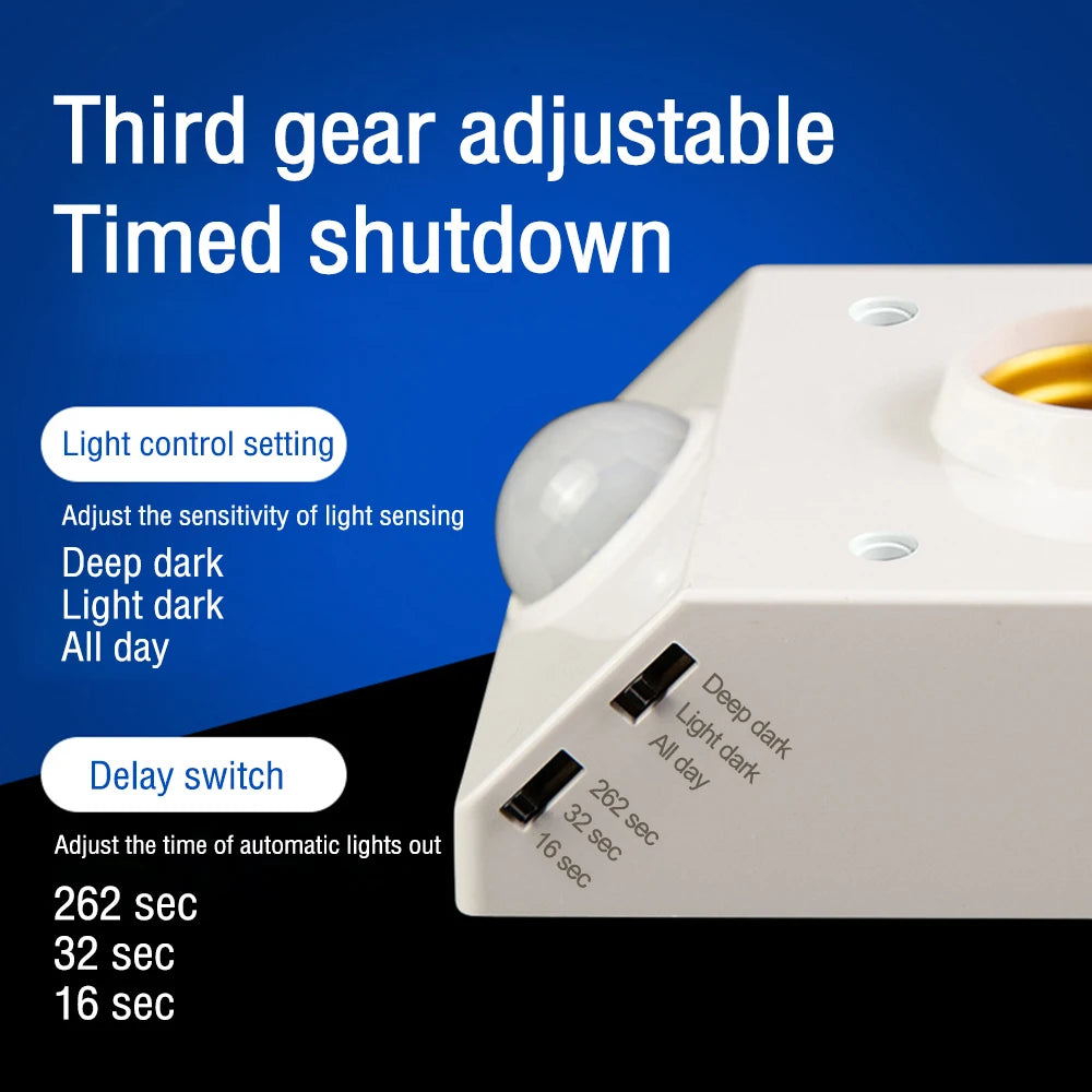 Smart 85V-265V PIR Induction Infrared Motion Sensor E27 LED lamp Base Holder With light Control Switch Bulb Socket Adapter