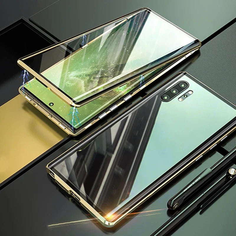 New 360 Protect Magnetic Case For Samsung Galaxy S24 S25 Ultra S23 S22 S21 S20 S23 FE S9 S10 Note 8 9 20 A72 Sided Glass Back