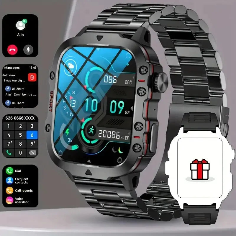 2024 Men's Smart Watch Bluetooth Call AI Voice 100+ Sport Modes 420mAh Big Battery Sports Waterproof Smart Watch for Android IOS