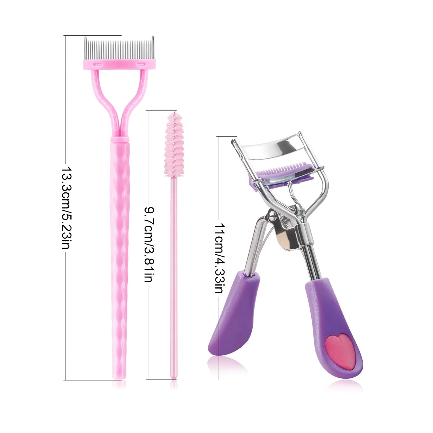 3pcs eyelash set - women's eyelash separator, eyelash curler, mascara, makeup wand, curling eyelashes, clear makeup tools