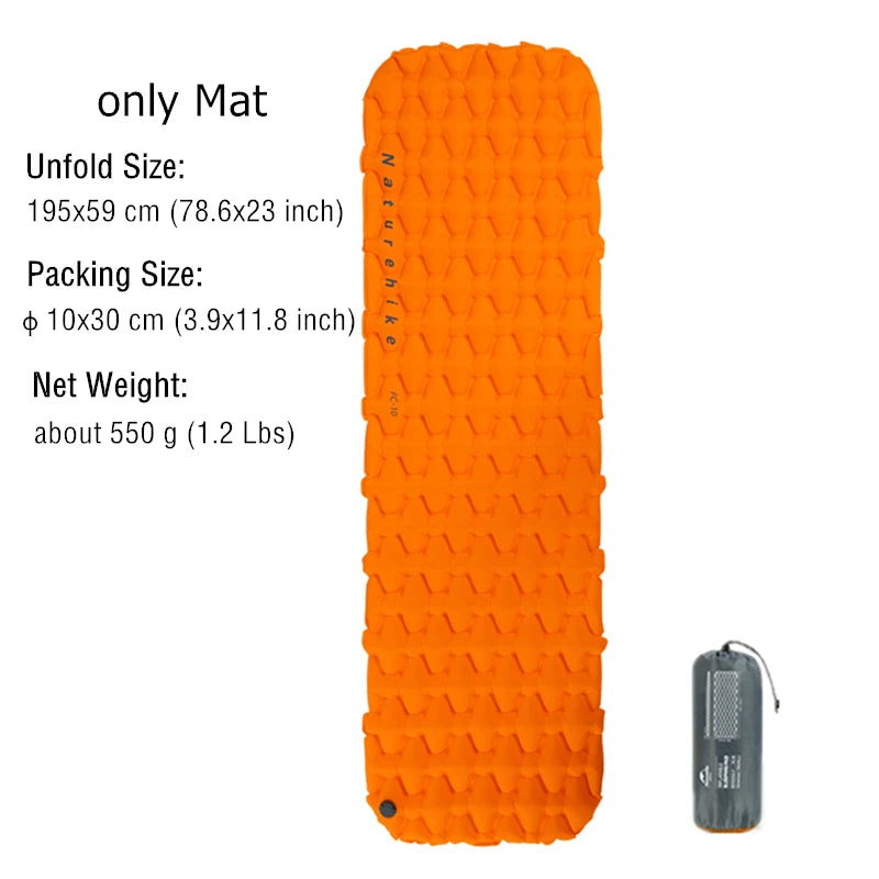 Naturehike Camping Air Mattress Ultralight Waterproof Nylon Inflatable Cushion Outdoor Portable Sleeping Bed Hiking Picnic Mats