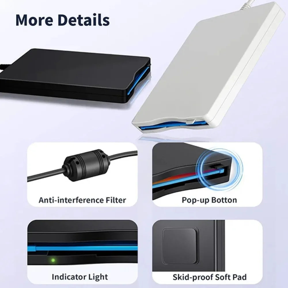 Floppy Disk Reader, 3.5 inch External Floppy Disk Drive with USB Type-C, Portable FDD Floppy Disk Drive for Laptop PC Windows 11