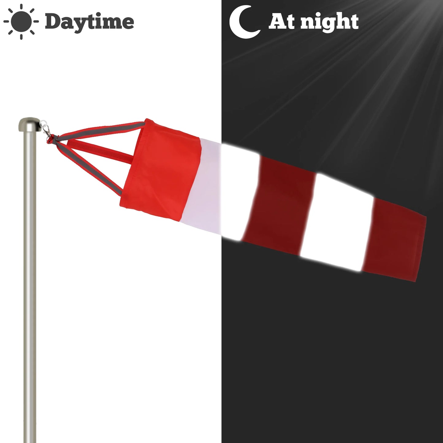60cm Hanging Reflective Windsock Flags Wind Direction Indicators for Outdoor Airport Garden Farm Measurement Weather Vane