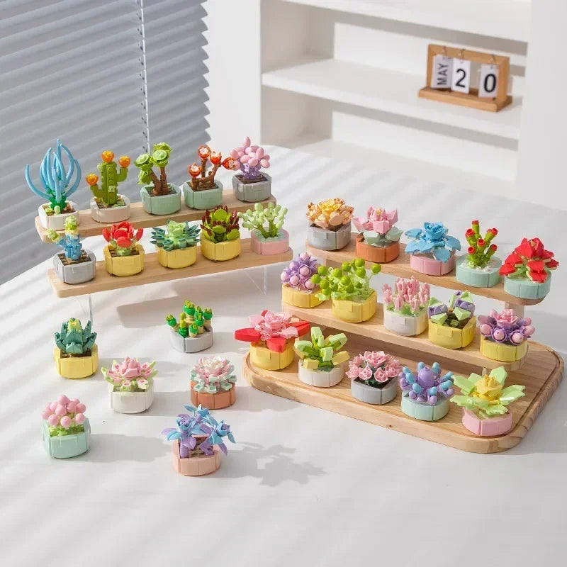 Succulent Flower Plant Potted Building Blocks Cute Flower Ornament Assembling Toys Assembling Toys Birthday Gift