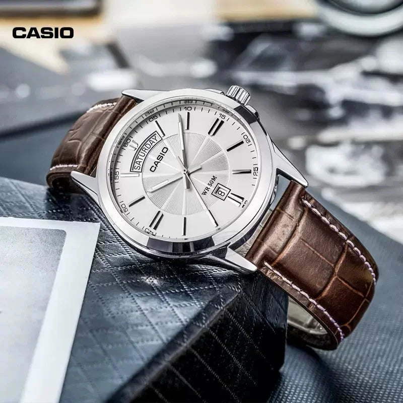 Casio MTP-1381 Waterproof Men Luxury Business Watch Classic Steel Belt Retro Belt Quartz Waterproof Multi-function Date Week