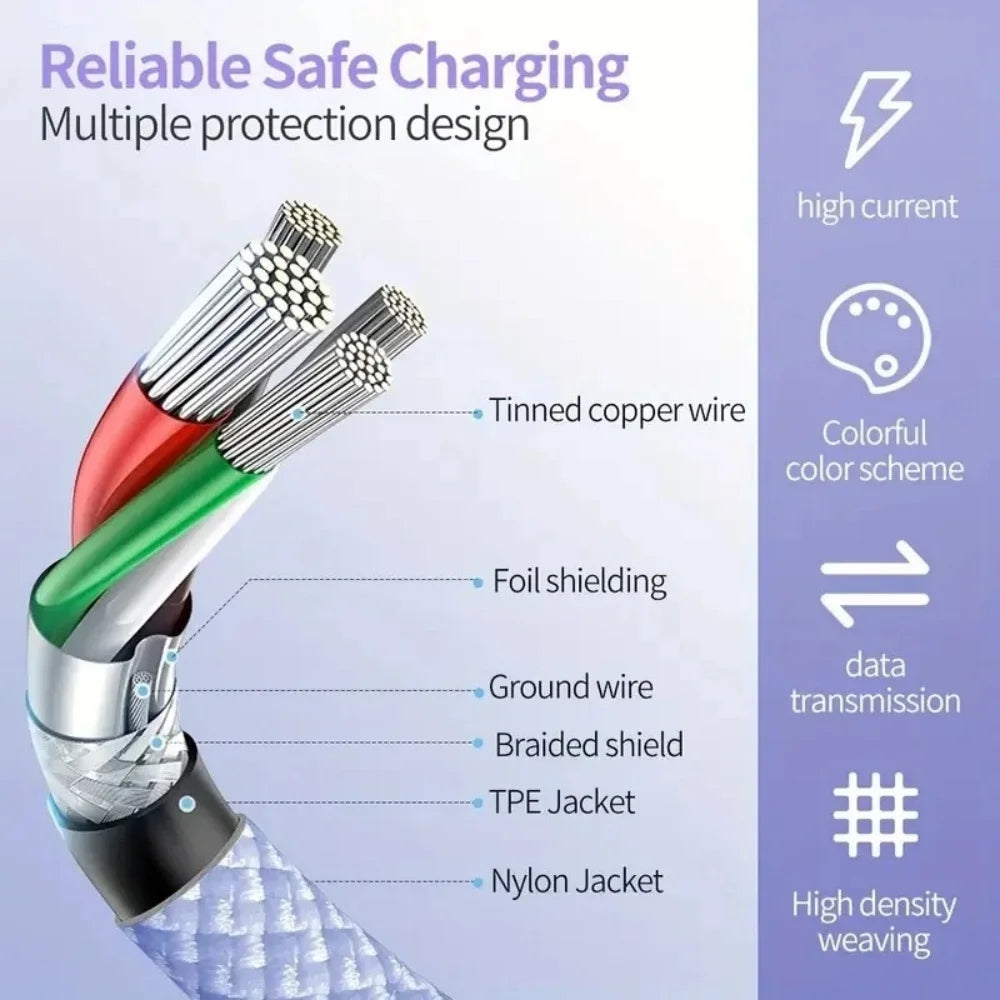 USB C to Type C Fast Charging PD 60W Mobile Phone Date Cable For Iphone16 15 Android Samsung Huawei Type C Braided Charger Cable