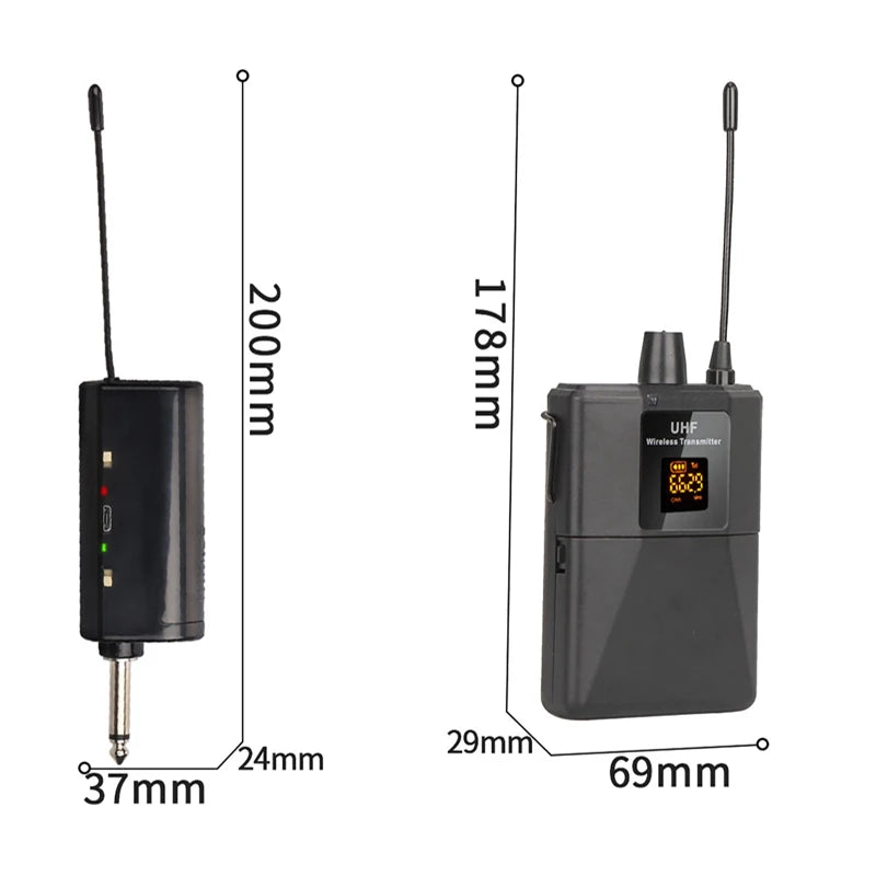 UHF Wireless Headset Microphone with Transmitter Receiver LED Digital Display Bodypack Transmitter for Teaching Live Performance