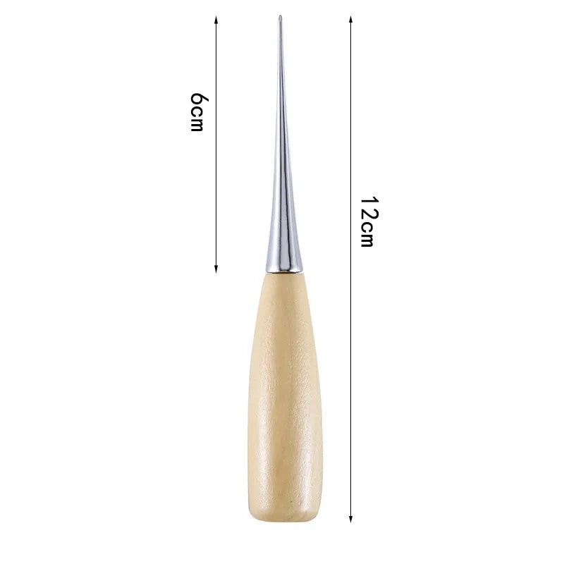 1PC/8PCS Awl Pricker Hole Maker Tool Punch Sewing Stitching Leather Craft Wooden Handle
