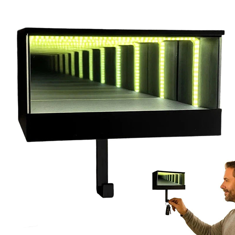 LED Light Featured Key Rack for Garage; Infinity Mirror Design; Ideal for Car Lovers; Simplifies Entry Point; Contains 1PC.