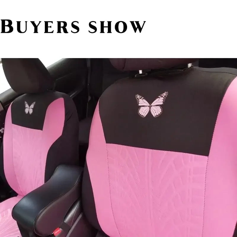 Butterfly Glamour Car Seat Cover Set Premium Bronzing 9-Piece Universal Fit for 5 Seats Fashionable Design Durable Comfortable