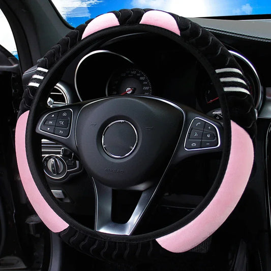 Universal Car Steering Wheel Cover Little Monster Styling Decor Steering Wheel Elastic Covers for Men Women Winter Plush Warm