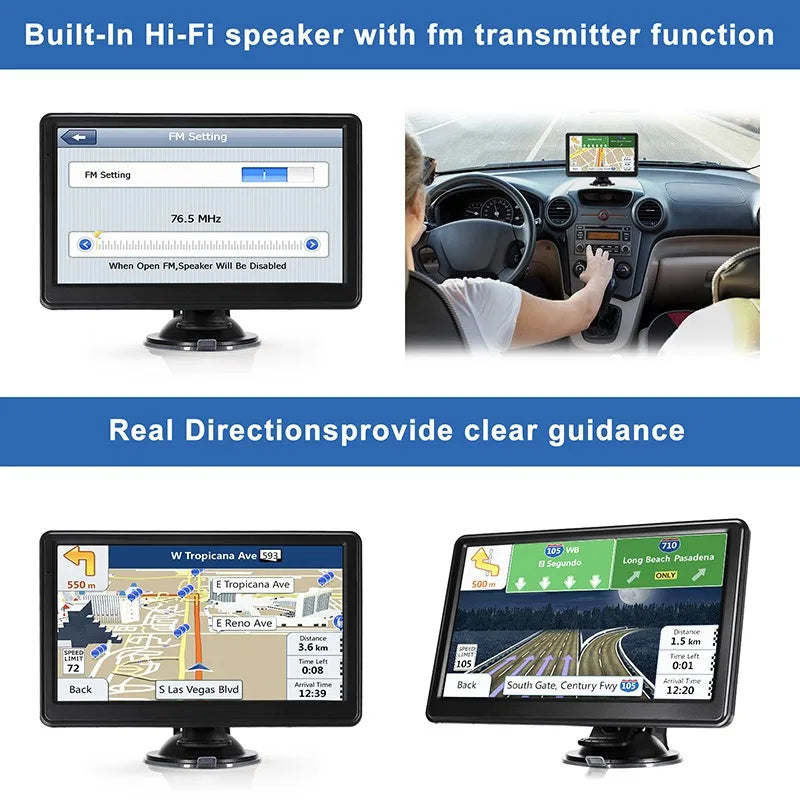 EOENKK 7 Inch Car Truck GPS Navigation Global Maps Europe North America Sat Nav Accessories 8GB Lifetime Free Updates