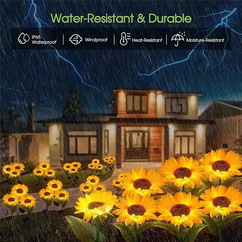 Outdoor Solar Simulation Sunflower Light 1/3 Heads Waterproof Lawn Lights Landscape Lamp For Home Decor Garden Yard Flower Light