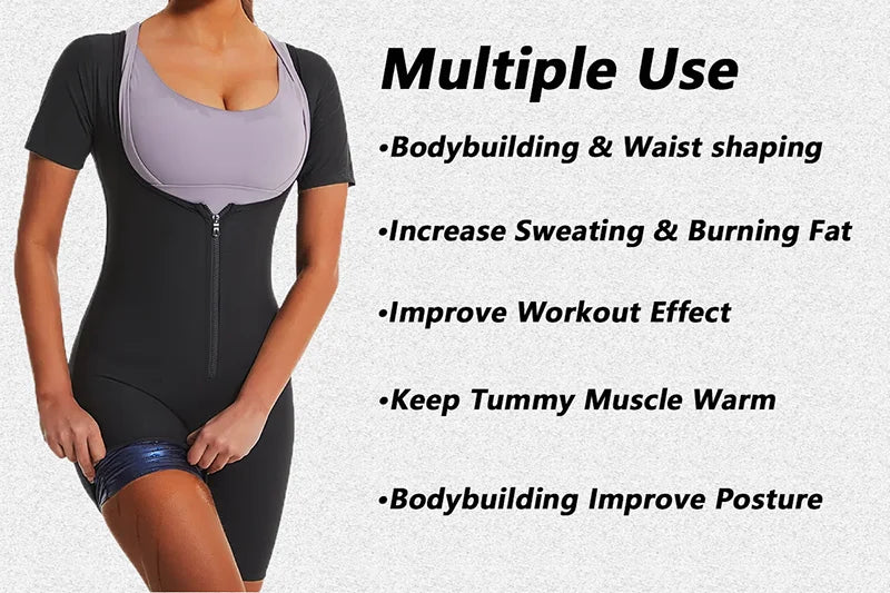 YBFDO Women High Compression Bodysuit Shapewear Fitness Girdles Sauna Sweat Suits Belly Slimming Sheath Weight Loss Body Shaper