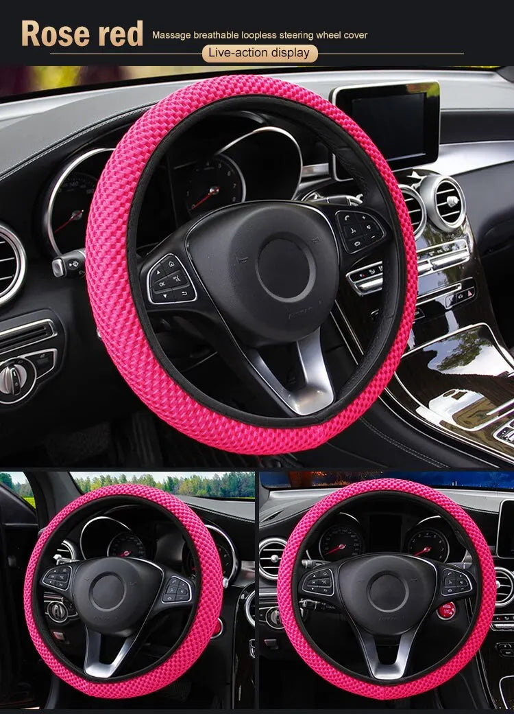 Universal Car Steering Wheel Cover Without Inner Ring Elastic For Nissan Versa Honda Civic 2008 Jimny Seat Leon Accessories