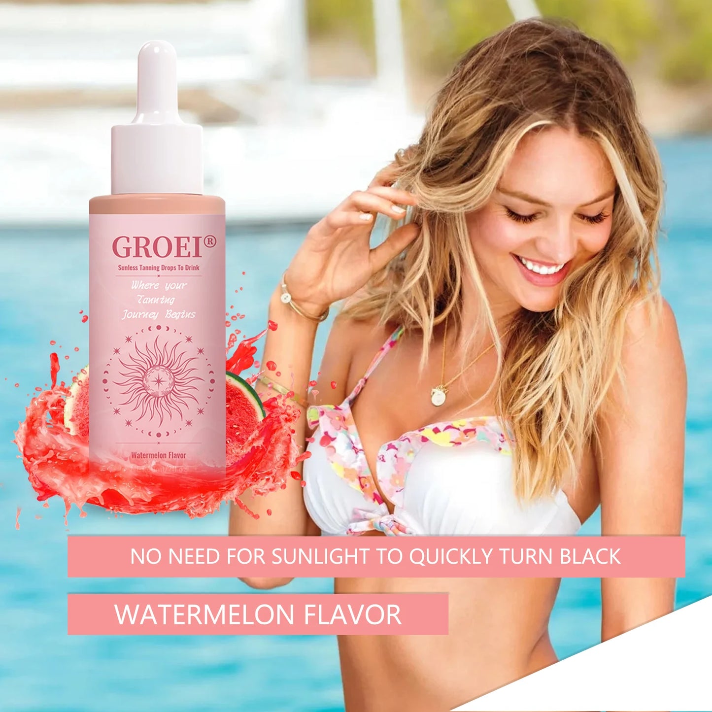 Watermelon Tanning Drops Face Body Long Lasting Bronzer Intensive Bronzing Brown Solarium Sunbeds Moisturizing  Self Tanner