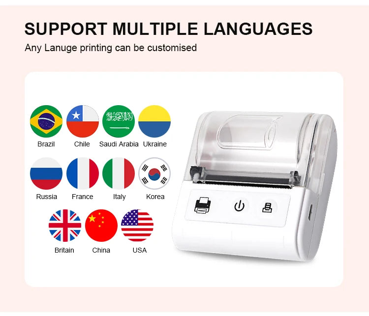 Mini Printer Pocket Thermal Receipt Printer 58mm Mobile Portable Ticket Bill Bluetooth USB Thermal POS Printer PC Android IOS