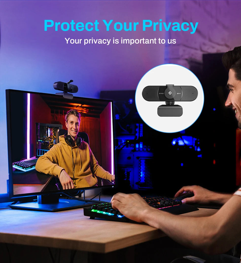 Webcam 2K Web Camera 1080P 60FPS Streaming Camera Autofocus EMEET C960 2K USB WebCam With Microphones for YouTube Desktop/Laptop