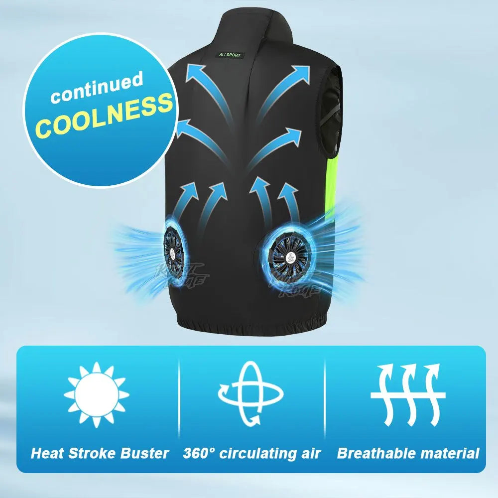 2025Summer Cool Vest,Wearable Cooling Fan, Air-conditioned Clothes Continuous cooling 13 Hours,for High Temperature Work Fishing