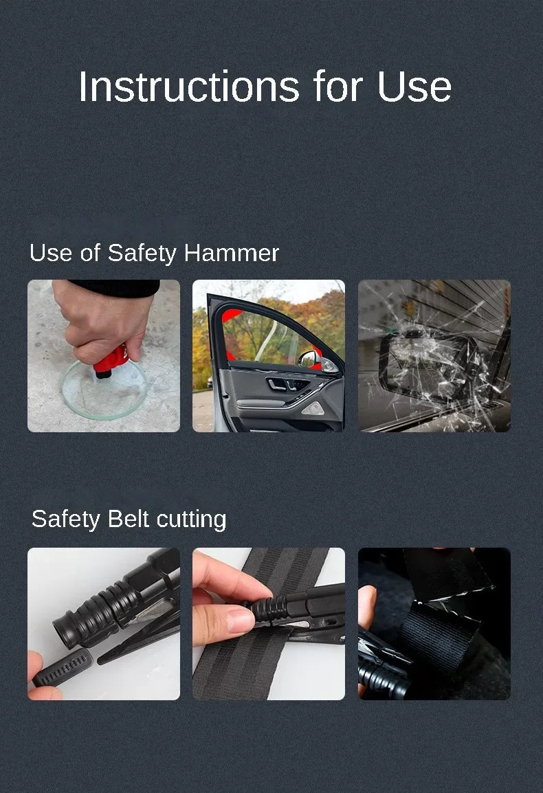 Car Safety Hammer Auto Emergency Glass Window Breaker Seat Belt Cutter Life-Saving Car Emergency Escape Hammer Survival Whistle