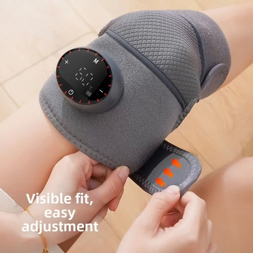 Deep Muscle Relief Electric Knee Massager Breathable 5 Temp Levels Cordless Heated Knee Brace 3 Modes