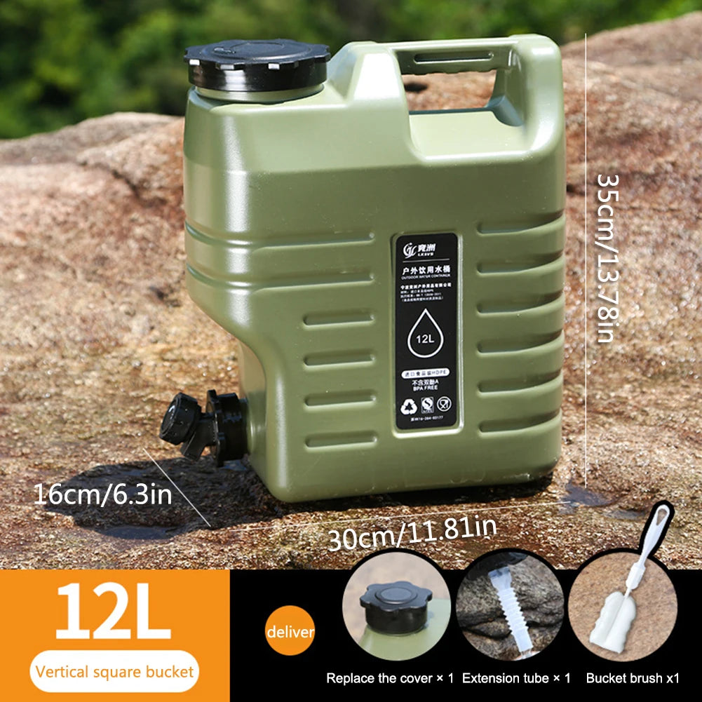 3.2 Gallon/12L Camping Water Container Portable BPA Free Water Bucket Food-Grade PE for Outdoor Camping/Hiking Emergency Storage