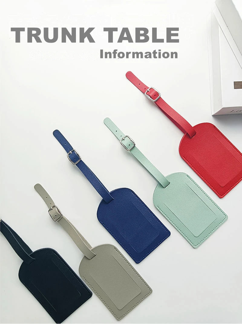 Women Men PU Leather Luggage Tag Suitcase Identifier Label Baggage Boarding Bag Tag Name ID Address Holder Travel Accessorie