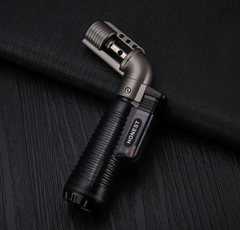 Metal Gun Tip Lighters Transparent Body Visible Gas Inflatable Lighter Portable Elbow Gun Lighter Ignition Gadgets