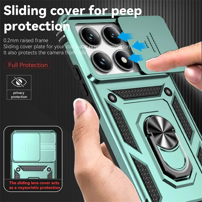 For Xiaomi 14T 13T Pro Case Ring Stand Car Magnetic Holder Phone Cover for Redmi 14C Case Shockproof Lens Protection Funda