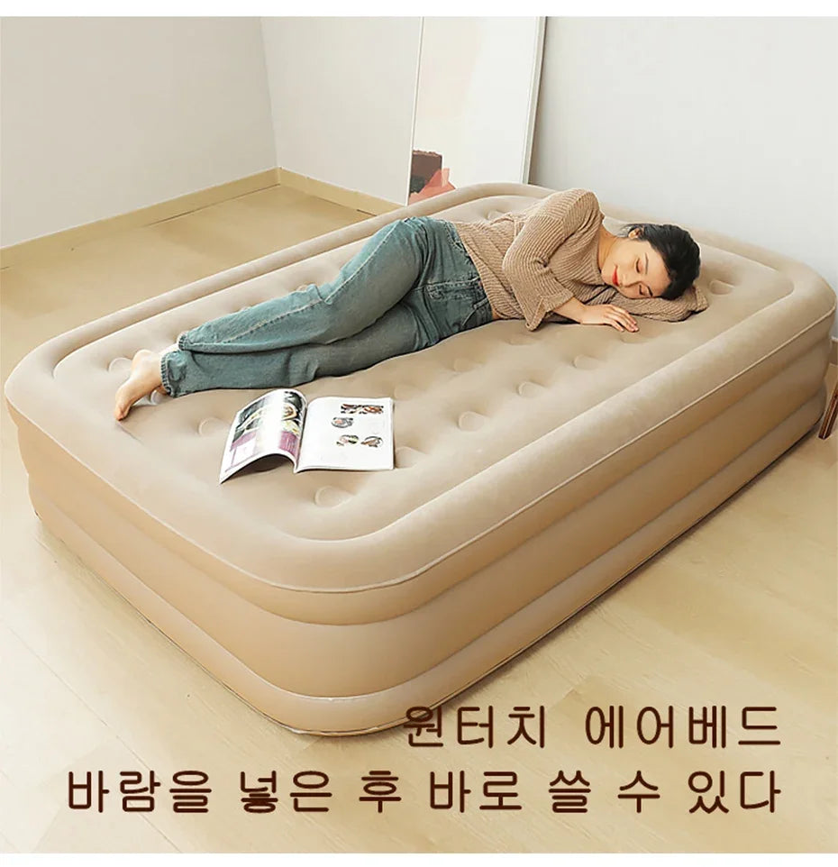 Glamping mats PVC inflatable sleeping mattress luxury 2 person camping bed mat built-in pump thicken mat interior air mattress