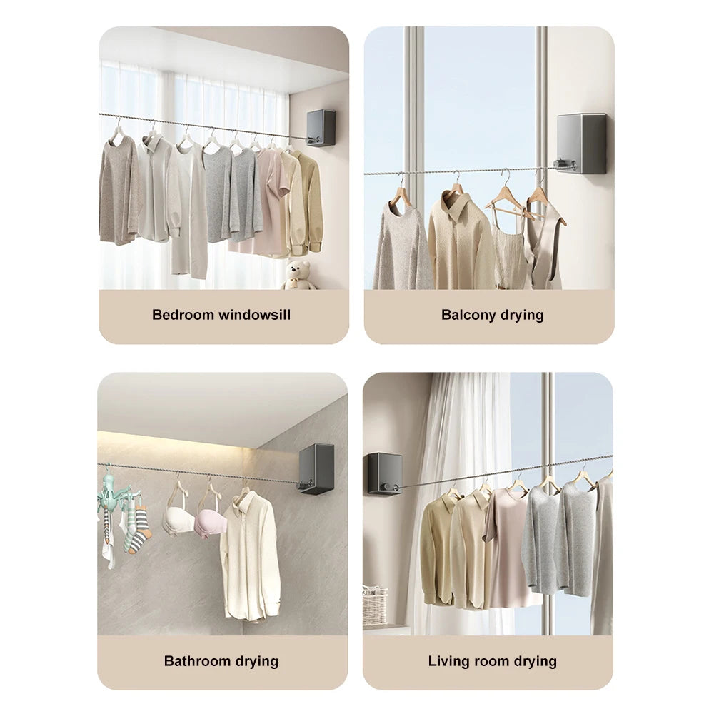 Retractable Clotheslne Stainless Seel Pull-Out Clothes-Drying Macunie Ripe Space-Saving Clothes Drying Rak For Household