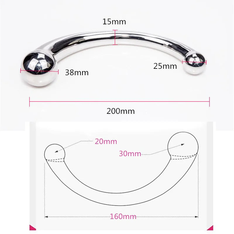 Double Ended Stainless Steel G Spot Wand Prostate Massage Stick Penis P Spot Stimulator Anal Dildo Plug Sex Toys for Men Women