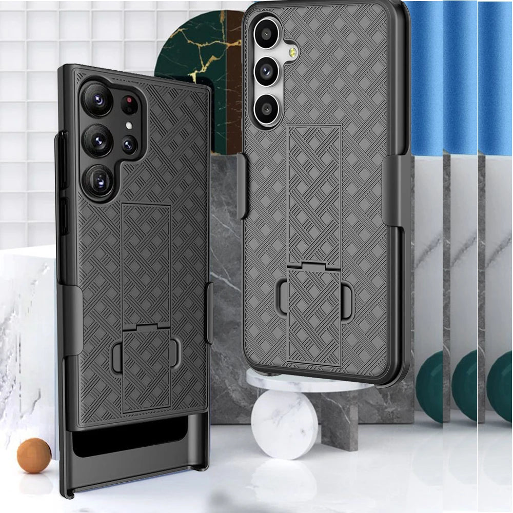 S25 Case Rugged Combo Shockproof Armor Belt Clip Holster Cover for Samsung S24 Ultra S23 S21 S22 Plus Note 20 Stand Swivel Capa