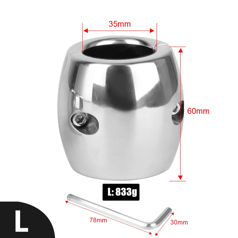 448-833g Heavy Stainless Steel 30-60mm Penis Ring for Men Cock Exerciser Scrotum Lock Testis Stretcher Sex Toys Male Masturbator