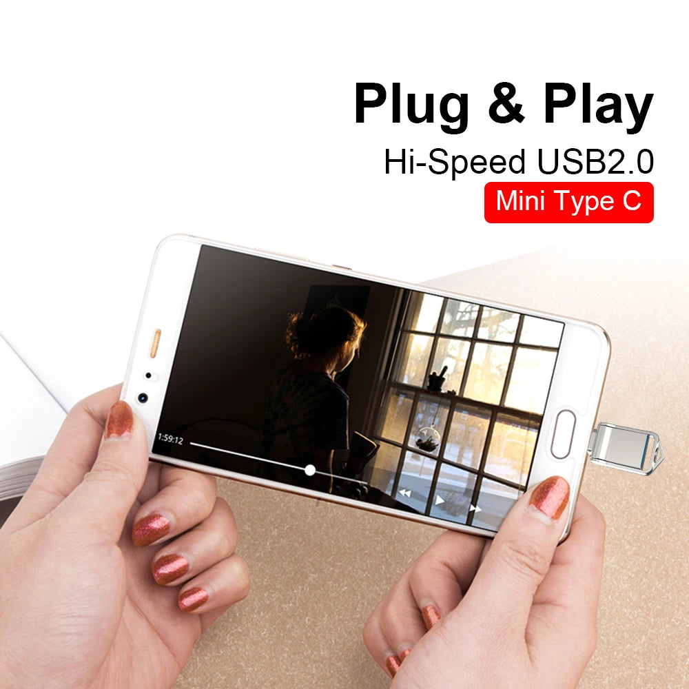 Mini TYPE C USB 2.0 Dual Flash Drive 64GB Tiny Pen Drive 32GB memoria usb Memory Disk 64G 32GB Pendrives cle usb