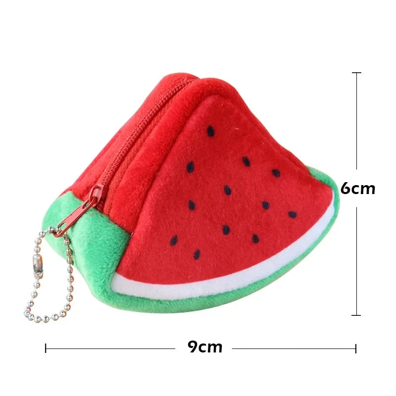 Cartoon Fruit Creative Plush Three-dimensional Coin Wallet Storage Bag School Bag Hanging Children's Holiday Gifts Cartoon Fruit