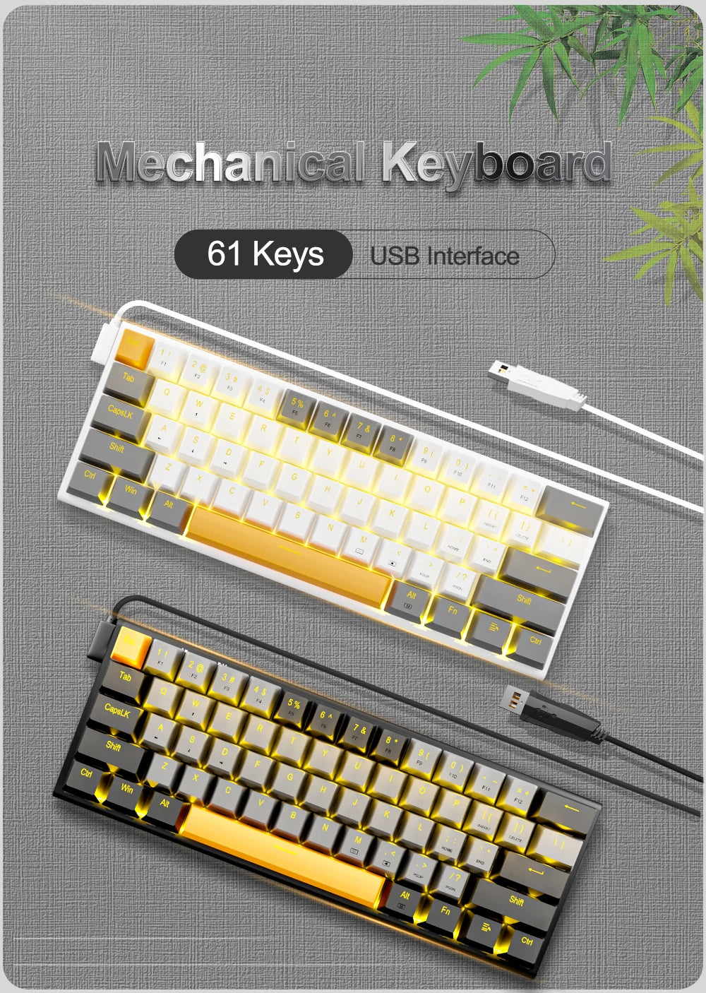 E-YOOSO Z11 USB Mechanical Gaming Wired Keyboard Red Switch 61 Keys Gamer Russian Brazilian Portuguese for Computer PC Laptop