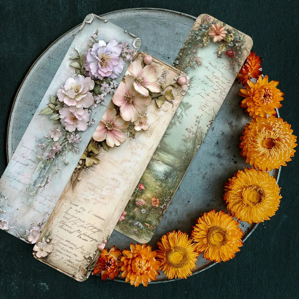30pcs Retro Aesthetic Flowers Landscape Paper Bookmark For Students Readers Gift DIY Library Office Book Club Page Markers