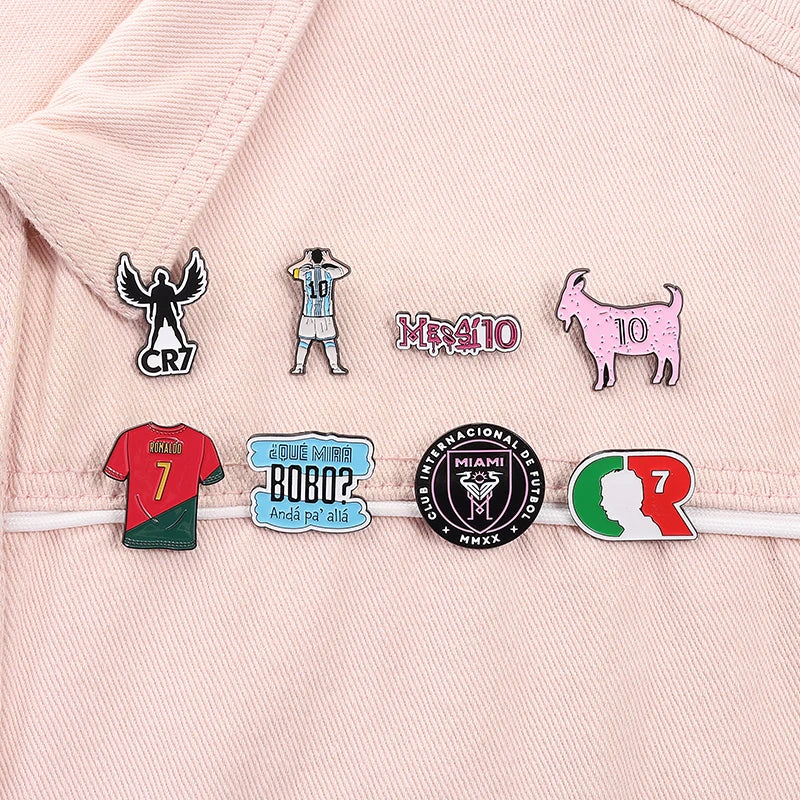 Football Star Enamel Pins Custom Football Club Digital Jersey Brooches Lapel Badges Clothes Funny Jewelry Gift for Fans Friends