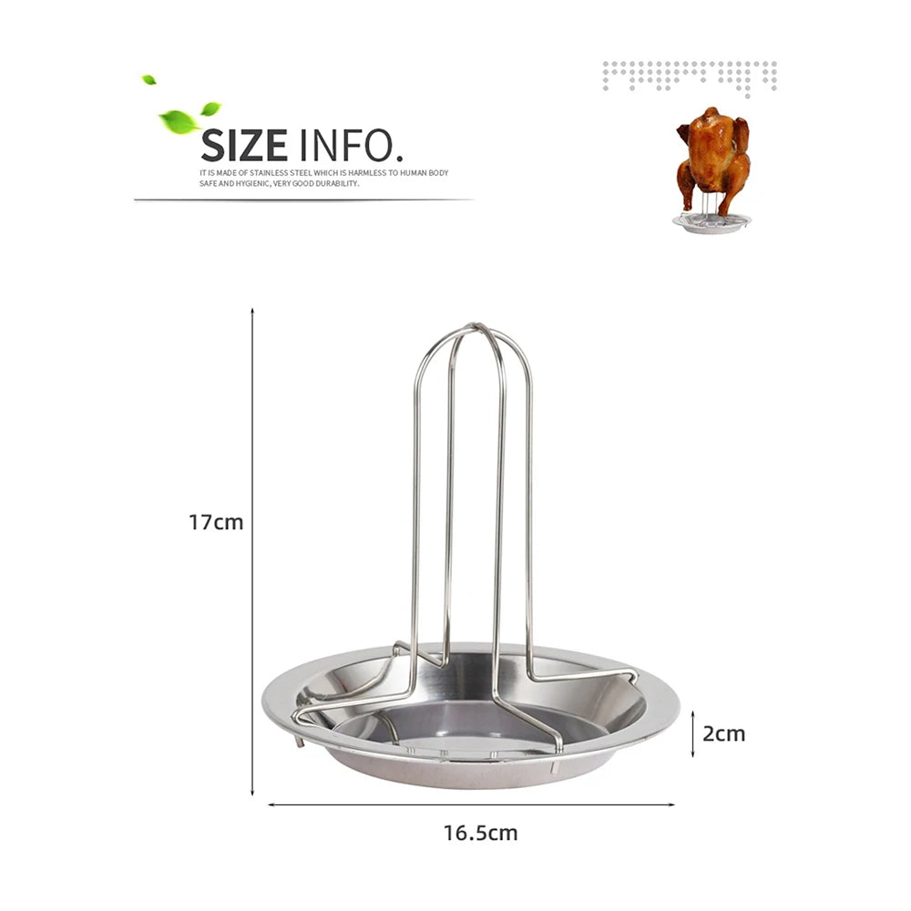 Chicken Roaster Rack With Bowl Carbon Steel Beer Can Chicken Turkey Roaster BBQ Grill Rack Stand Holder Tray